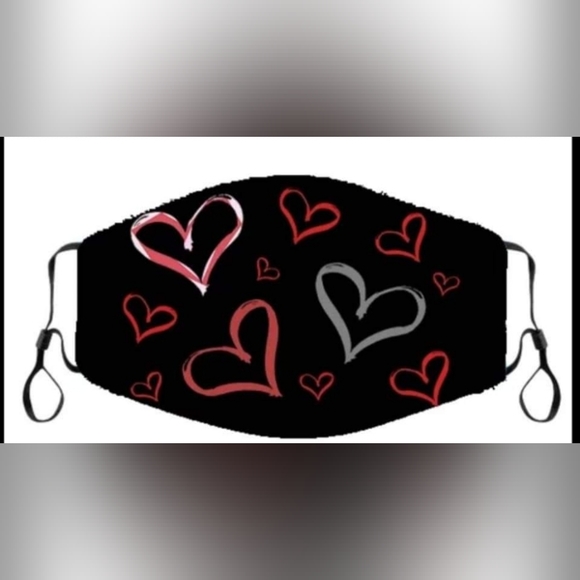 Heart Facemasks, Adult in 5 Designs, Lot of  35 - Picture 2 of 14